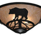 Meyda Lighting Bear on the Loose 243087 22" 3-Light Textured Black Flush Mount Light With Silver Mica Shade Glass