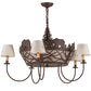 Meyda Lighting Bear on the Loose 36" 8-Light Cafe Noir Chandelier With Silver Mica & Beige Shade Glass
