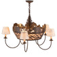 Meyda Lighting Bear on the Loose 36" 8-Light Cafe Noir Chandelier With Silver Mica & Beige Shade Glass