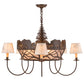 Meyda Lighting Bear on the Loose 36" 8-Light Cafe Noir Chandelier With Silver Mica & Beige Shade Glass