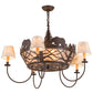 Meyda Lighting Bear on the Loose 36" 8-Light Cafe Noir Chandelier With Silver Mica & Beige Shade Glass