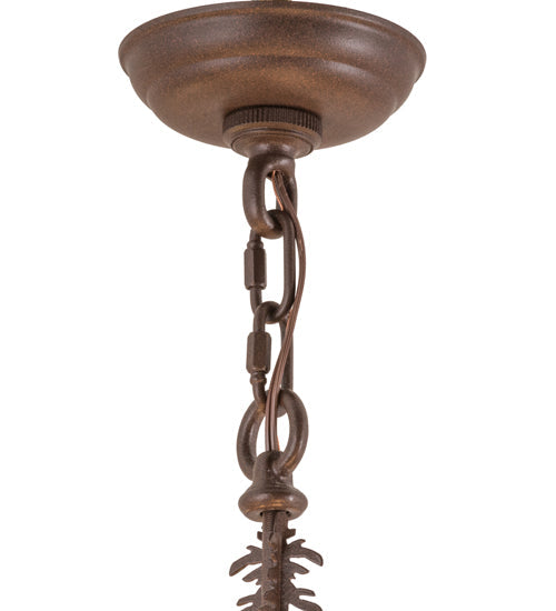 Meyda Lighting Bear on the Loose 36" 8-Light Cafe Noir Chandelier With Silver Mica & Beige Shade Glass