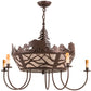 Meyda Lighting Bear on the Loose 36" 8-Light Cafe Noir Chandelier With Silver Mica & Beige Shade Glass
