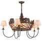 Meyda Lighting Bear on the Loose 36" 8-Light Cafe Noir Chandelier With Silver Mica & Beige Shade Glass
