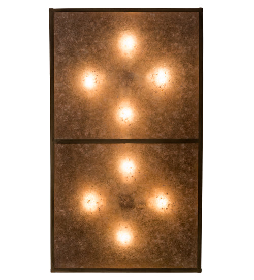 Meyda Lighting Bears and Moose at Lake 35" 8-Light Antique Copper Flush Mount Light With Silver Mica Shade Glass