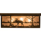 Meyda Lighting Bears and Moose at Lake 35" 8-Light Antique Copper Flush Mount Light With Silver Mica Shade Glass