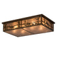 Meyda Lighting Bears and Moose at Lake 35" 8-Light Antique Copper Flush Mount Light With Silver Mica Shade Glass