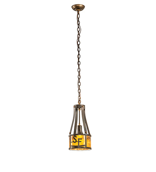 Meyda Lighting Bears to Chairs 8" Dark Burnished Antique Copper Personalized Pendant Light With Amber Mica Shade Glass