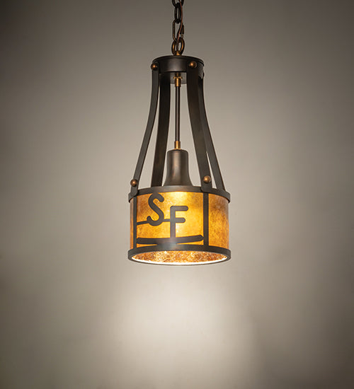 Meyda Lighting Bears to Chairs 8" Dark Burnished Antique Copper Personalized Pendant Light With Amber Mica Shade Glass