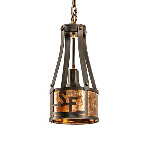 Meyda Lighting Bears to Chairs 8" Dark Burnished Antique Copper Personalized Pendant Light With Amber Mica Shade Glass