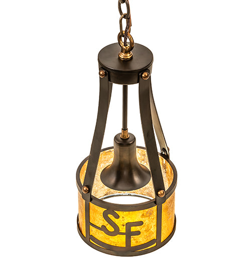Meyda Lighting Bears to Chairs 8" Dark Burnished Antique Copper Personalized Pendant Light With Amber Mica Shade Glass