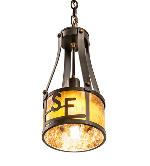 Meyda Lighting Bears to Chairs 8" Dark Burnished Antique Copper Personalized Pendant Light With Amber Mica Shade Glass