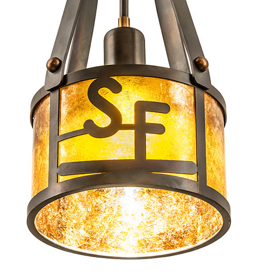 Meyda Lighting Bears to Chairs 8" Dark Burnished Antique Copper Personalized Pendant Light With Amber Mica Shade Glass