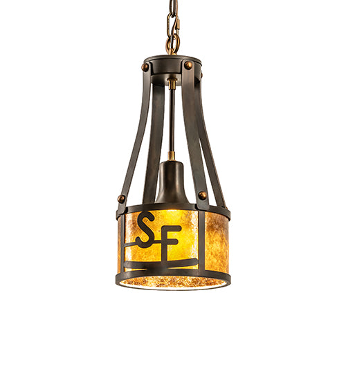 Meyda Lighting Bears to Chairs 8" Dark Burnished Antique Copper Personalized Pendant Light With Amber Mica Shade Glass