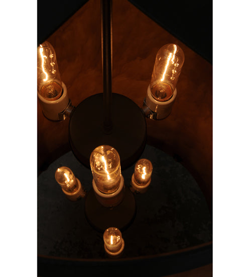 Meyda Lighting Beartooth 19" 6-Light Wrought Iron Pendant Light With Ambra Siena Idalight Shade