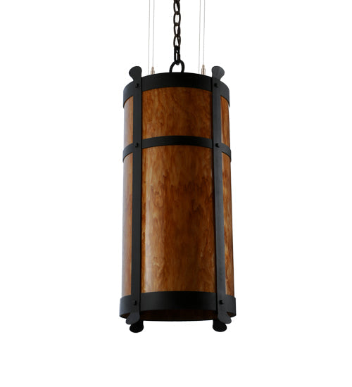 Meyda Lighting Beartooth 19" 6-Light Wrought Iron Pendant Light With Ambra Siena Idalight Shade
