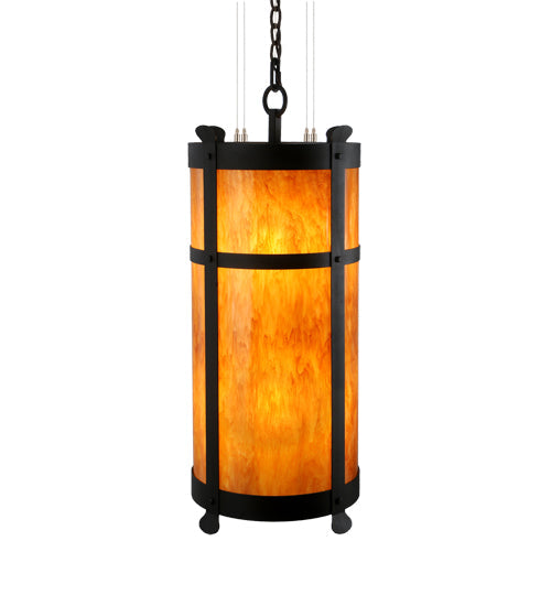 Meyda Lighting Beartooth 19" 6-Light Wrought Iron Pendant Light With Ambra Siena Idalight Shade