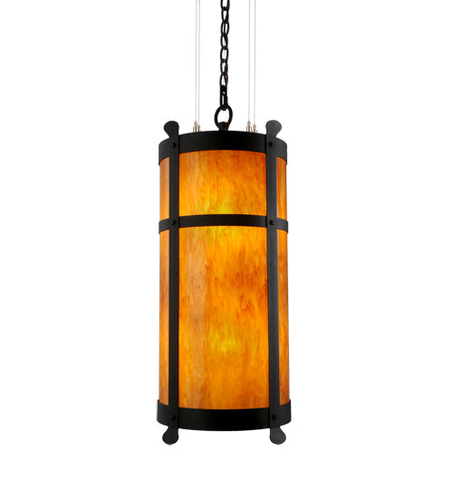 Meyda Lighting Beartooth 19" 6-Light Wrought Iron Pendant Light With Ambra Siena Idalight Shade