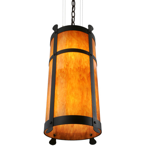 Meyda Lighting Beartooth 19" 6-Light Wrought Iron Pendant Light With Ambra Siena Idalight Shade