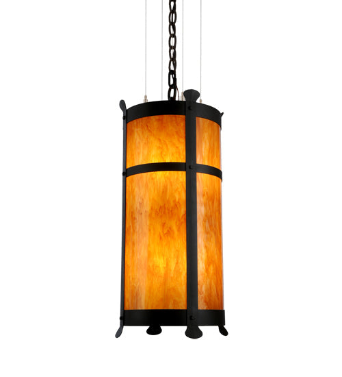 Meyda Lighting Beartooth 19" 6-Light Wrought Iron Pendant Light With Ambra Siena Idalight Shade