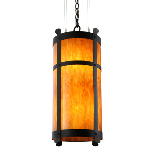 Meyda Lighting Beartooth 19" 6-Light Wrought Iron Pendant Light With Ambra Siena Idalight Shade