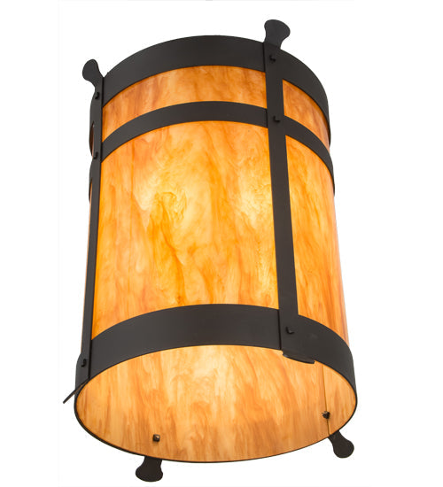 Meyda Lighting Beartooth 19" 6-Light Wrought Iron Pendant Light With Ambra Siena Shade Glass