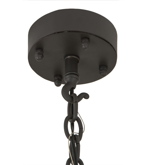 Meyda Lighting Beartooth 19" 6-Light Wrought Iron Pendant Light With Ambra Siena Shade Glass