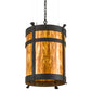 Meyda Lighting Beartooth 20" 6-Light Wrought Iron Pendant Light With Ambra Siena Idalight Shade Glass