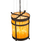 Meyda Lighting Beartooth 20" 6-Light Wrought Iron Pendant Light With Ambra Siena Idalight Shade Glass