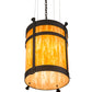 Meyda Lighting Beartooth 20" 6-Light Wrought Iron Pendant Light With Ambra Siena Idalight Shade Glass