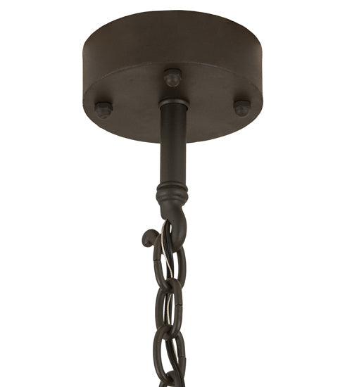 Meyda Lighting Beartooth 20" 6-Light Wrought Iron Pendant Light With Ambra Siena Idalight Shade Glass