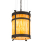 Meyda Lighting Beartooth 20" 6-Light Wrought Iron Pendant Light With Ambra Siena Idalight Shade Glass