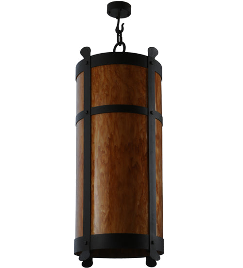 Meyda Lighting Beartooth 233224 19" 6-Light Wrought Iron Pendant Light With Ambra Siena Idalight Shade