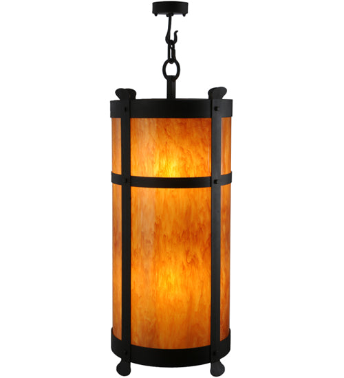 Meyda Lighting Beartooth 233224 19" 6-Light Wrought Iron Pendant Light With Ambra Siena Idalight Shade