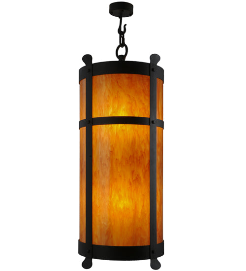Meyda Lighting Beartooth 233224 19" 6-Light Wrought Iron Pendant Light With Ambra Siena Idalight Shade
