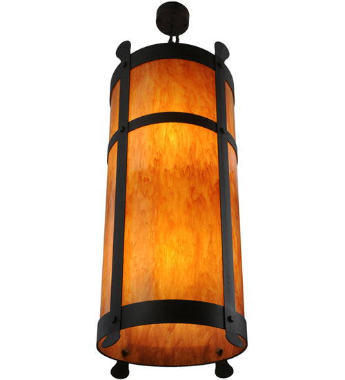 Meyda Lighting Beartooth 233224 19" 6-Light Wrought Iron Pendant Light With Ambra Siena Idalight Shade