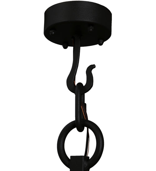 Meyda Lighting Beartooth 233224 19" 6-Light Wrought Iron Pendant Light With Ambra Siena Idalight Shade