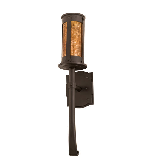 Meyda Lighting Beartooth 5" Oil Rubbed Bronze Wall Sconce With Amber Mica Shade Glass