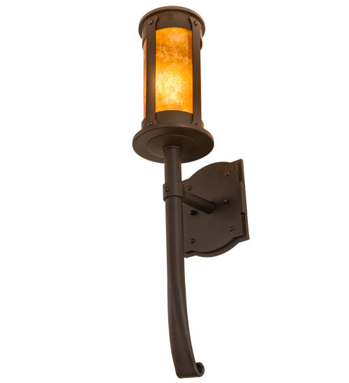 Meyda Lighting Beartooth 5" Oil Rubbed Bronze Wall Sconce With Amber Mica Shade Glass