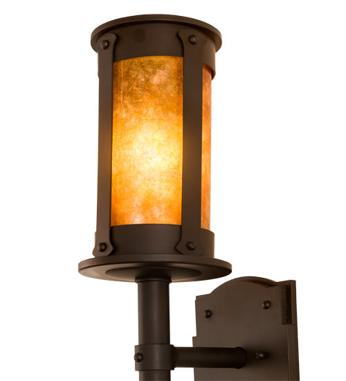 Meyda Lighting Beartooth 5" Oil Rubbed Bronze Wall Sconce With Amber Mica Shade Glass