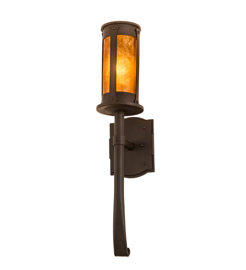 Meyda Lighting Beartooth 5" Oil Rubbed Bronze Wall Sconce With Amber Mica Shade Glass