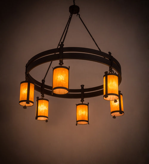 Meyda Lighting Beartooth 54" 6-Light Wrought Iron Chandelier With Ambra Siena Idalight