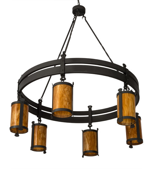 Meyda Lighting Beartooth 54" 6-Light Wrought Iron Chandelier With Ambra Siena Idalight