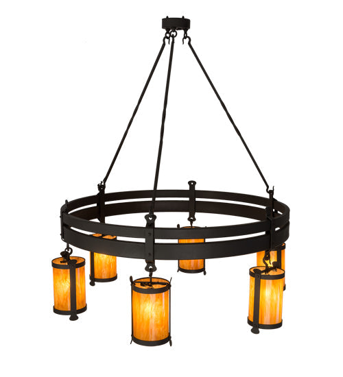 Meyda Lighting Beartooth 54" 6-Light Wrought Iron Chandelier With Ambra Siena Idalight