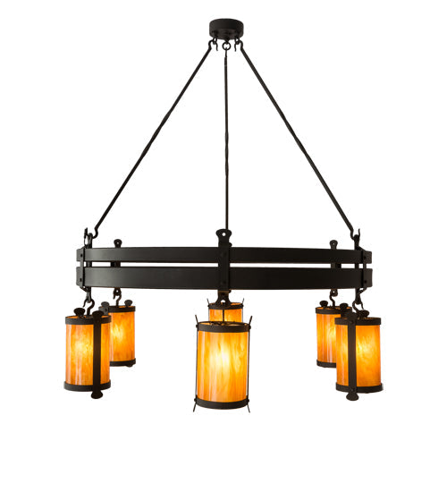 Meyda Lighting Beartooth 54" 6-Light Wrought Iron Chandelier With Ambra Siena Idalight