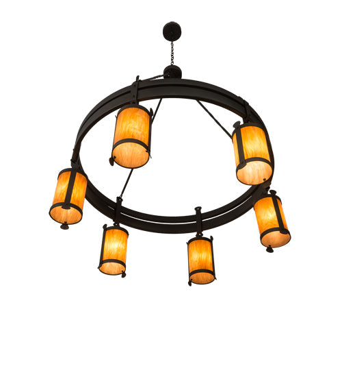 Meyda Lighting Beartooth 54" 6-Light Wrought Iron Chandelier With Ambra Siena Idalight