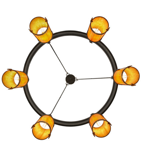 Meyda Lighting Beartooth 54" 6-Light Wrought Iron Chandelier With Ambra Siena Idalight Shade Glass