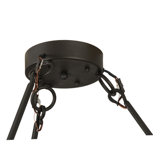 Meyda Lighting Beartooth 54" 6-Light Wrought Iron Chandelier With Ambra Siena Idalight Shade Glass