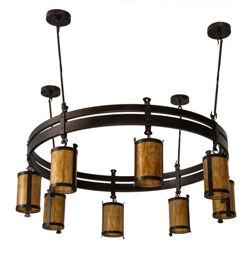 Meyda Lighting Beartooth 67" 8-Light Copper Vein Chandelier With Ambra Siena Idalight Shade Glass
