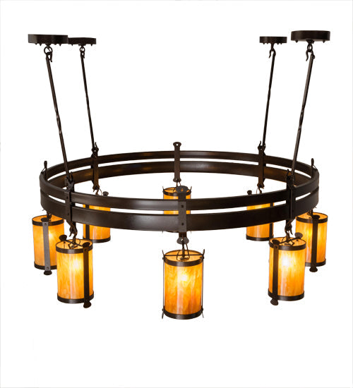 Meyda Lighting Beartooth 67" 8-Light Copper Vein Chandelier With Ambra Siena Idalight Shade Glass